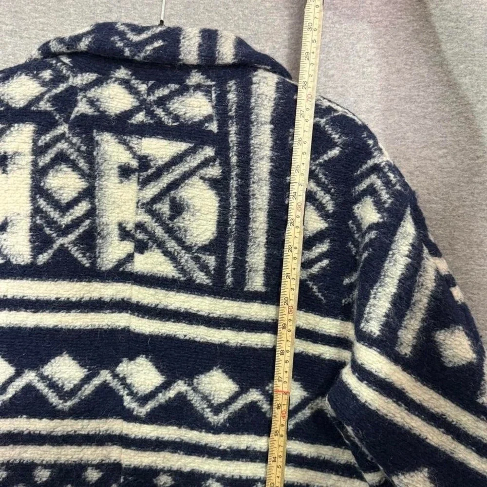 Forever 21 Women's M Navy Cream Aztec Wool Blend‎ Coat Indie Sleaze Southwestern
